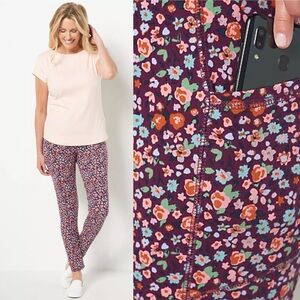 🍇🌸🍄 DENIM & CO QVC COTTAGECORE DITSY LIBERTY FLORAL ACTIVE XS TALL LEGGINGS